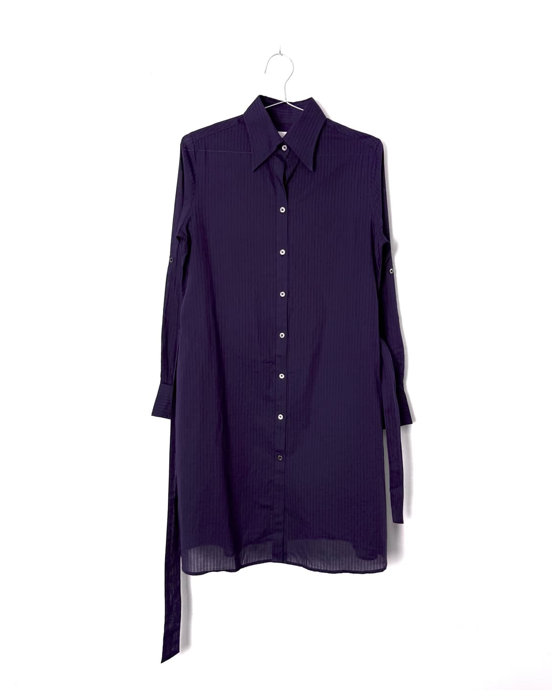 makers shirt 퍼플 스트라이프 롱셔츠 상품이미지1