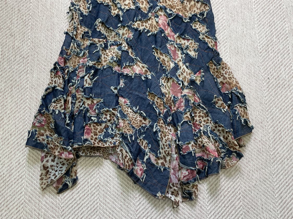 니나 루 패치워크 프린지 사시코 언밸런스 플레어 스커트 상품이미지8