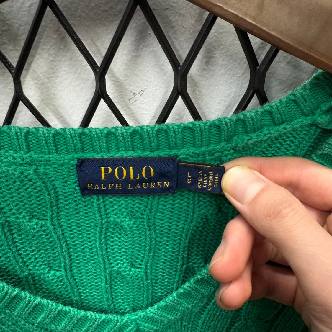 폴로 랄프로렌 케이블 니트 네이비 포니 로고 포인트 라이트 그린 상품이미지6