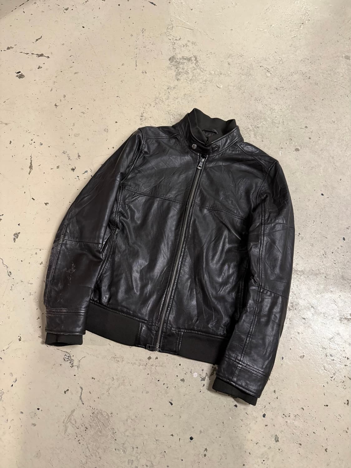 AKM neck button point leather jacket 상품이미지1