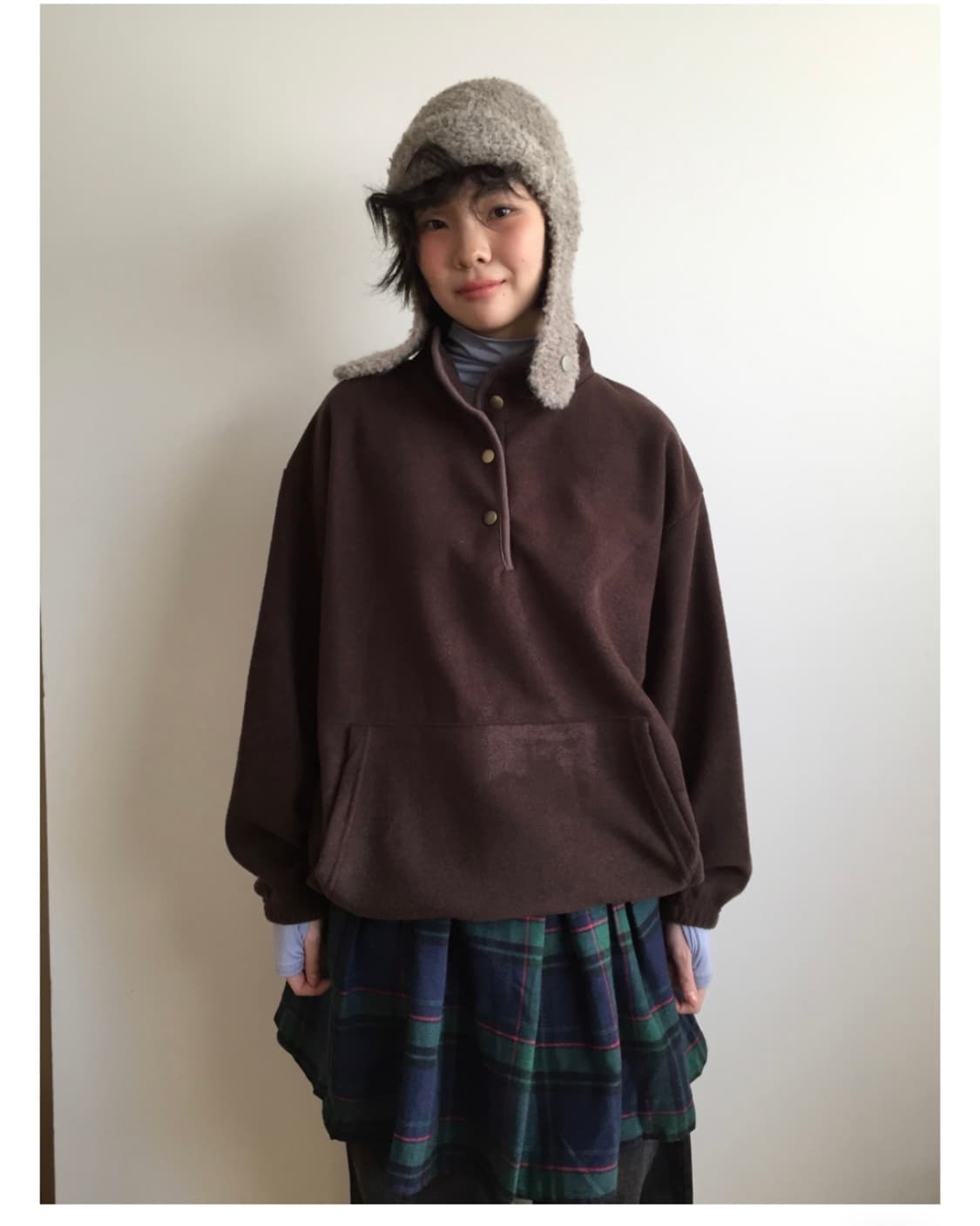 더기 플리스 아노락 맨투맨 브라운 상품이미지7