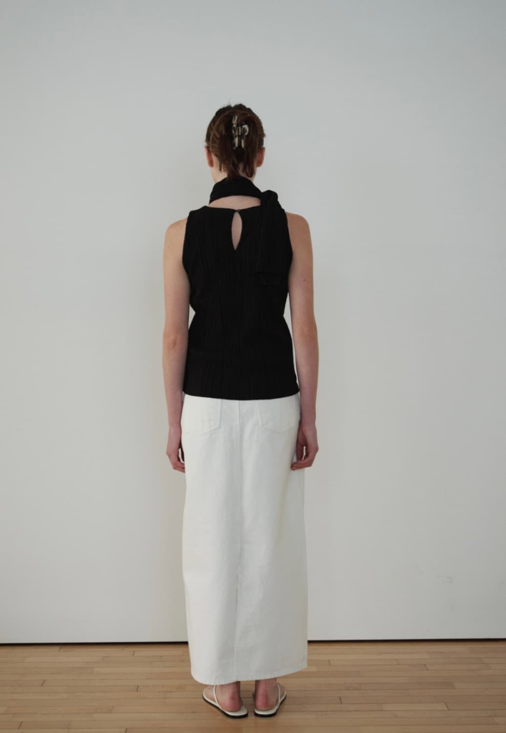 아르토 Pleats Top & Scarf Set_Black 상품이미지3