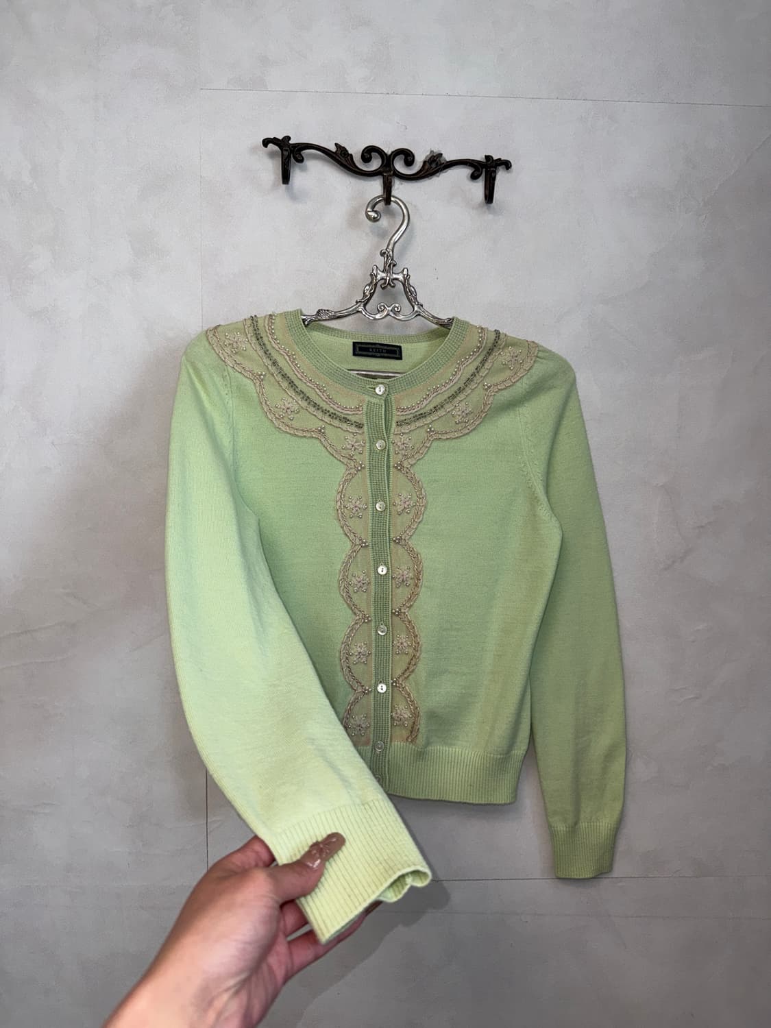 Keith pistachio beads 캐시미어/앙고라/울 가디건 상품이미지6