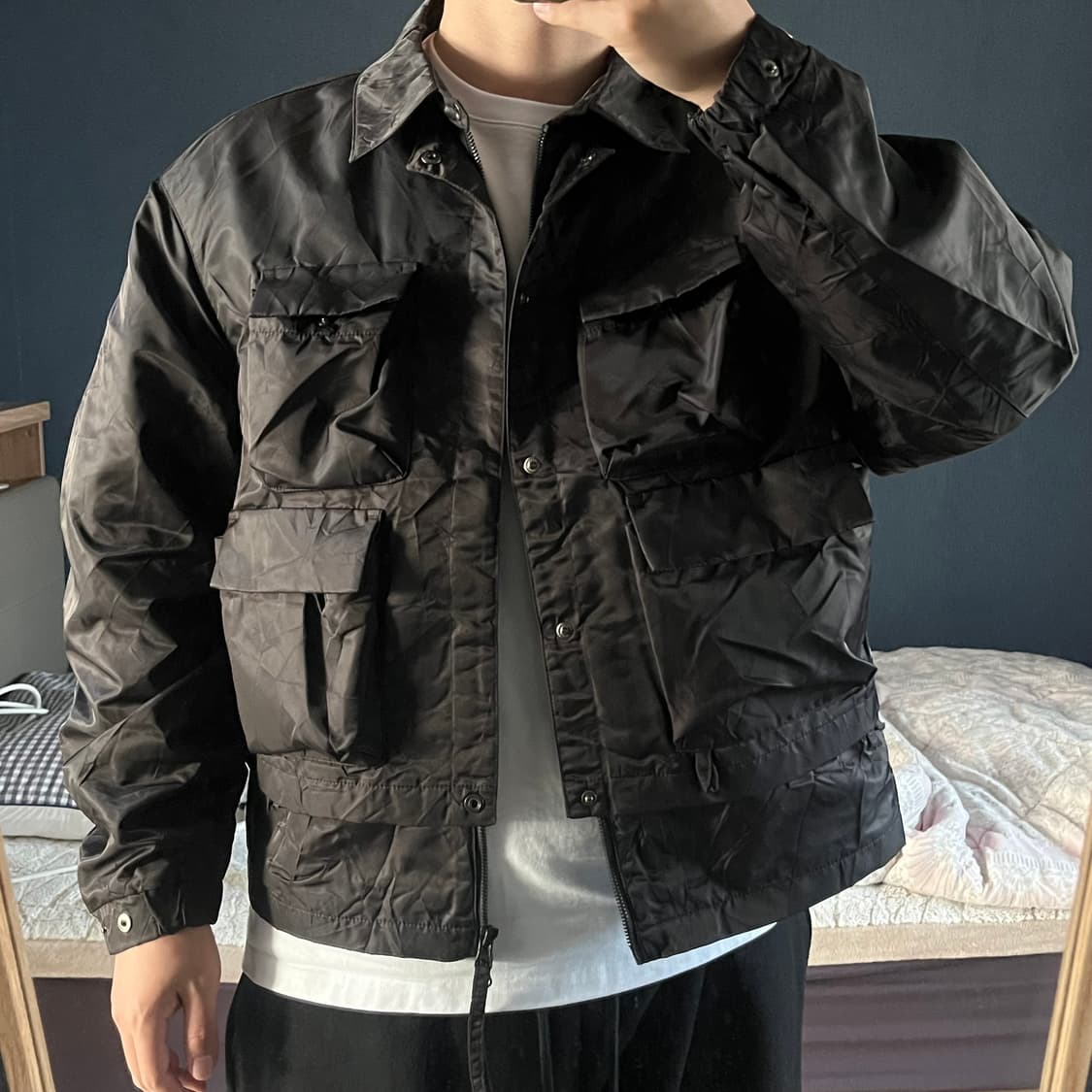 [새상품]언어펙티드 레이어드 피셔맨 점퍼 블랙 상품이미지4