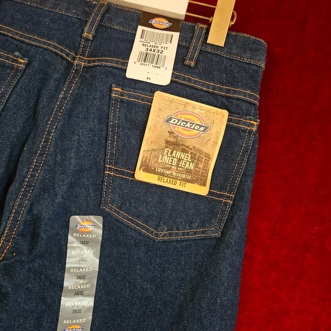 (새상품)디키즈(Dickies) 워크웨어 릴렉시드 체크 배색 데님팬츠 상품이미지4