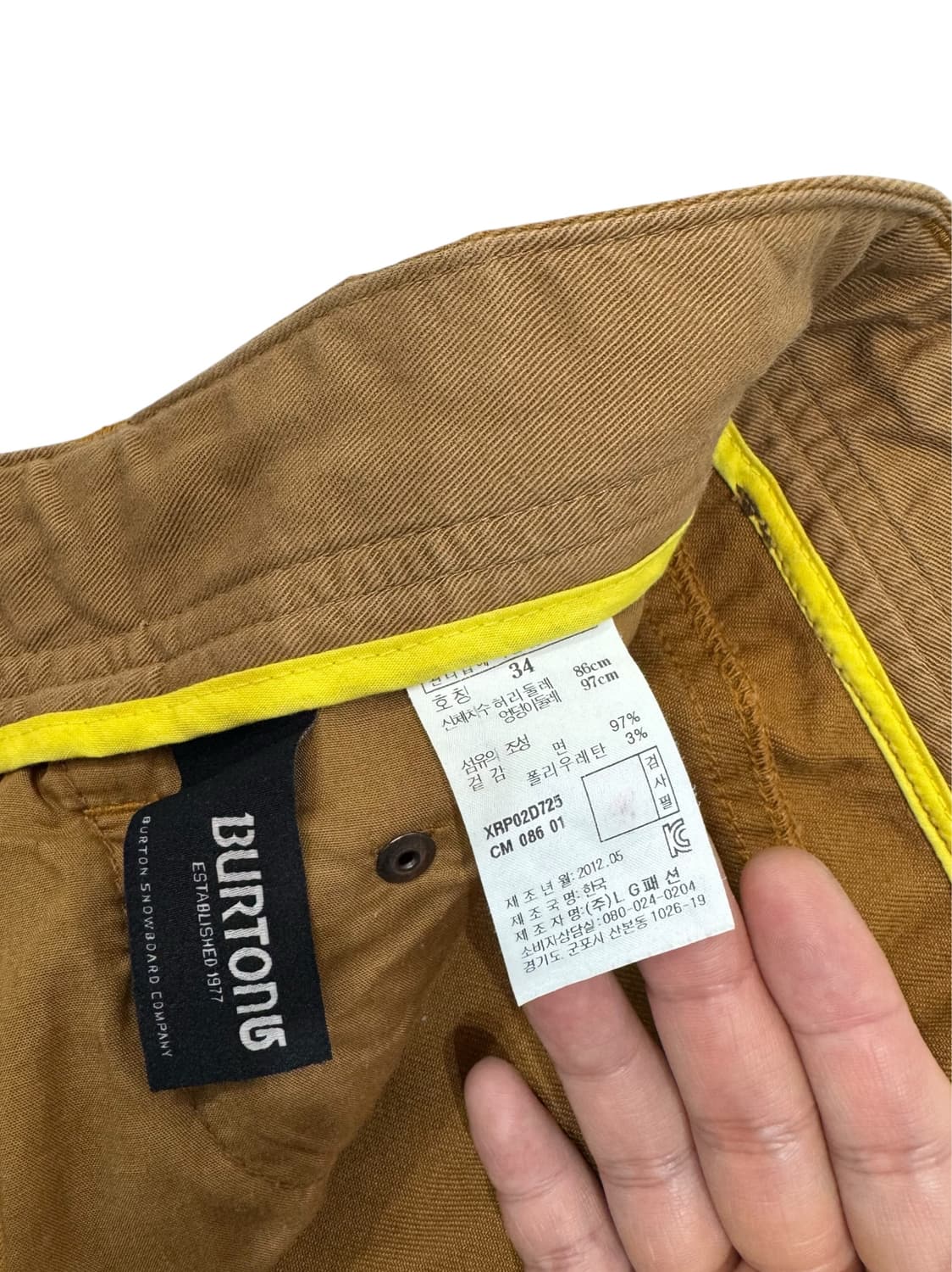 버튼 BURTON 브라운 치노 팬츠 (34)  상품이미지6