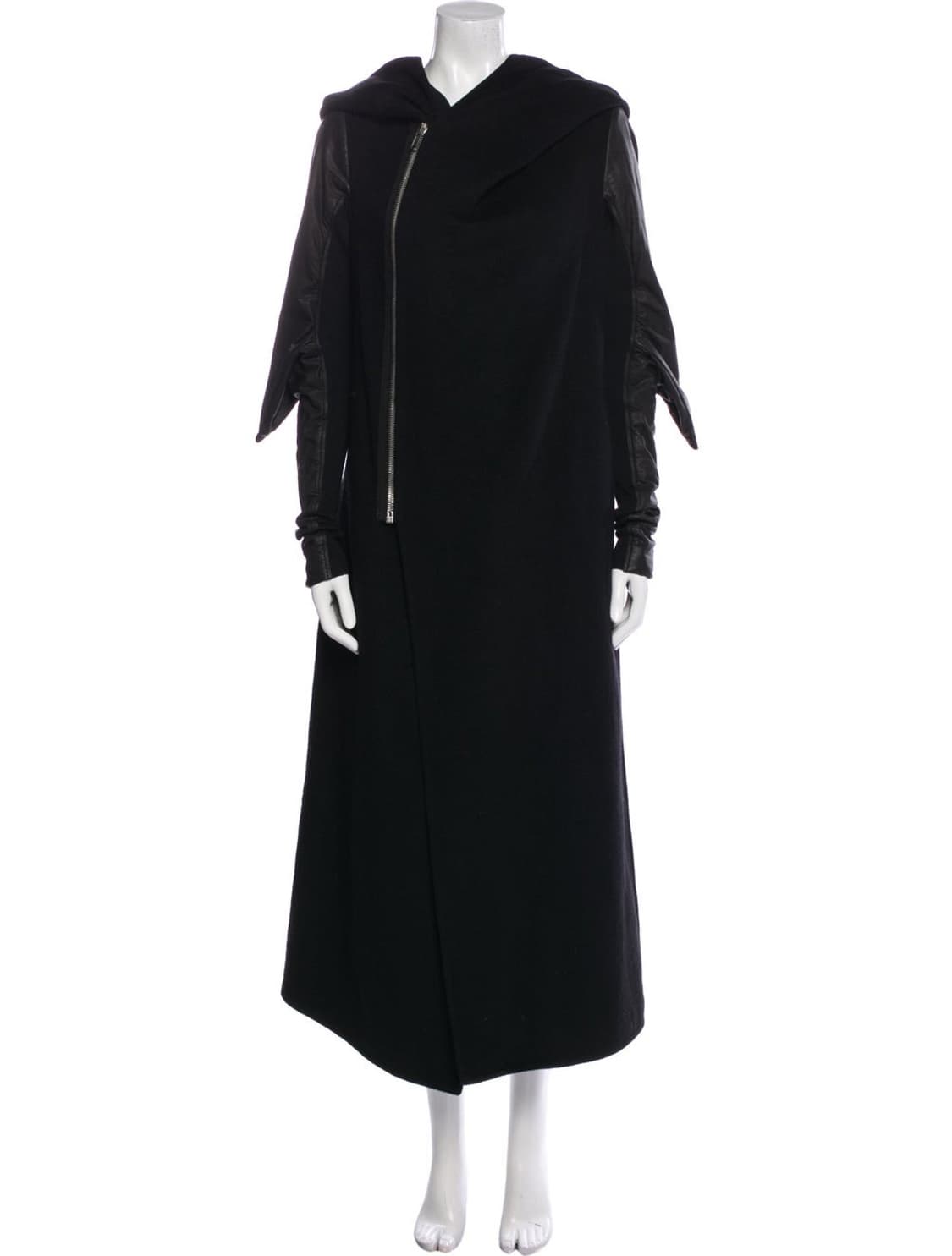 릭오웬스 캐시미어 레더 후드 코트 상품이미지1