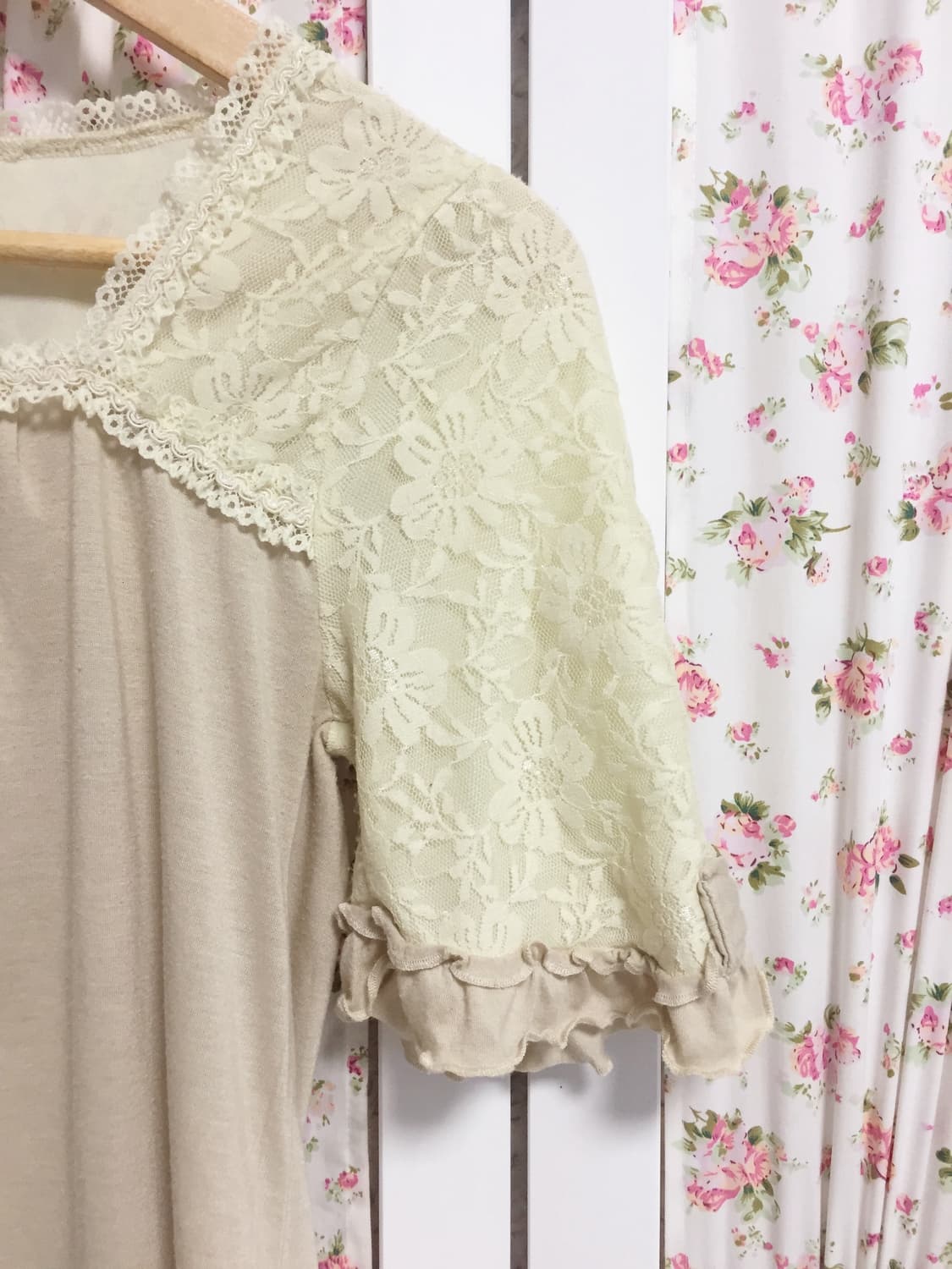 빈티지 엑시즈팜 레이스 리본 반팔 상품이미지2