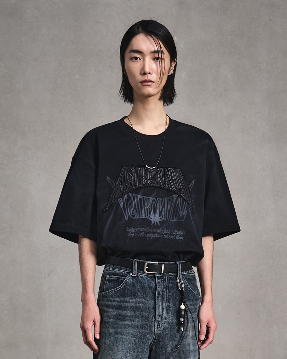 엘무드 ASTRO 패치워크 피그다잉 하프 블랙 반팔 티셔츠 44 상품이미지1