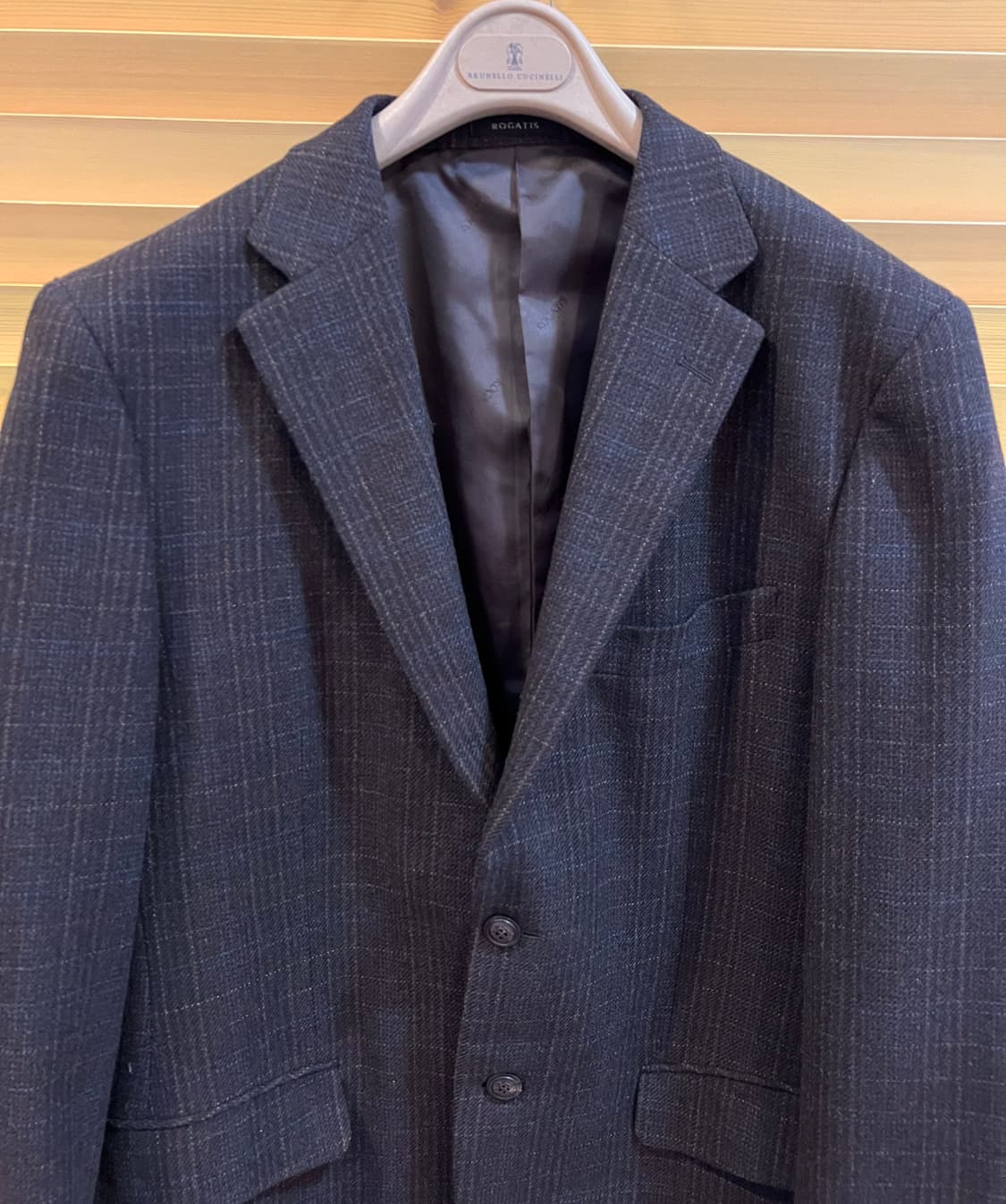 로가디스 남성 차콜그레이 체크 울캐시미어자켓  상품이미지2