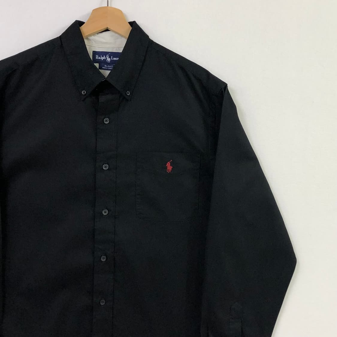 L 폴로 블랙 솔리드코튼 셔츠 상품이미지1