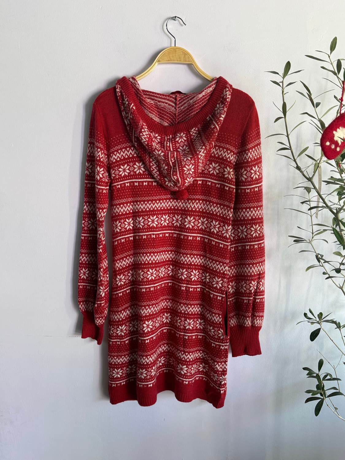 노르딕패턴 후드 니트 원피스 상품이미지7