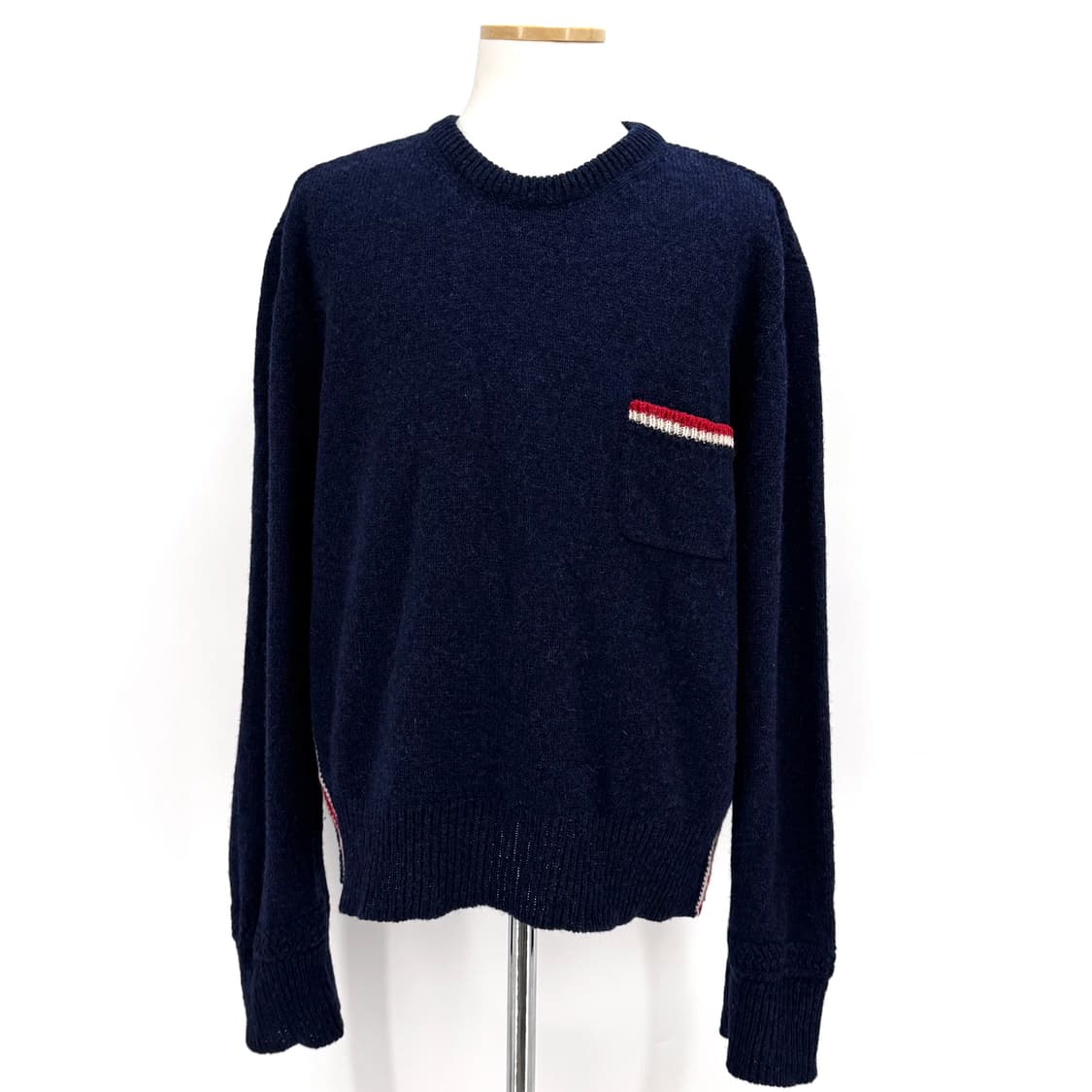 [5사이즈] 톰브라운 삼선 니트 스웨터 네이비 (MKA240A) 상품이미지4