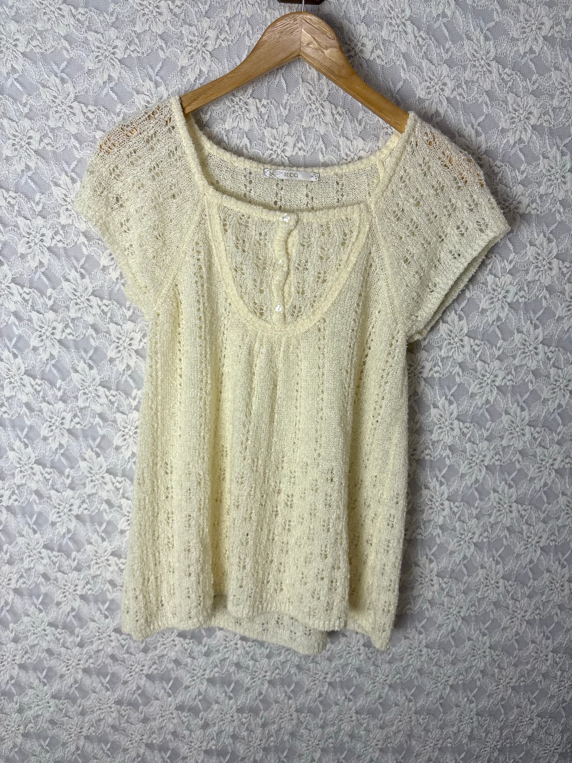 아이보리 반소매 니트 상품이미지5