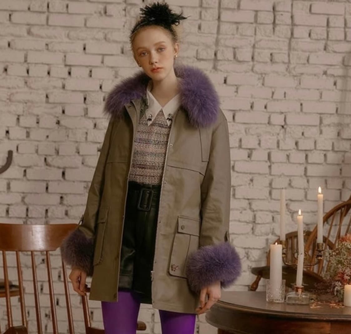 [새상품급] [ANNA SUI] 안나수이 3in1 퍼 코트 러브베이지 상품이미지2