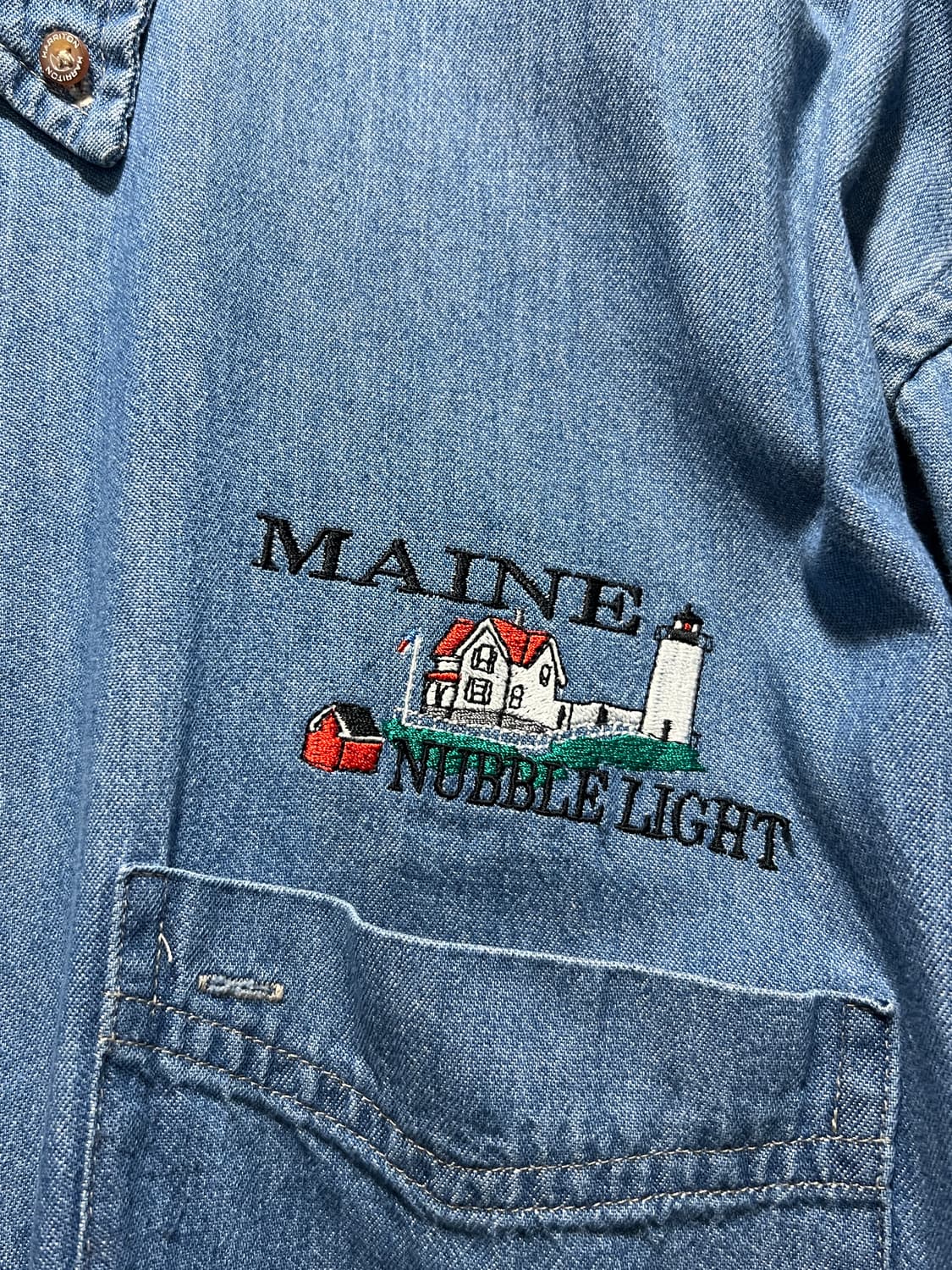 [2XL]USA 빈티지 라이트하우스 자수 데님 셔츠 상품이미지2