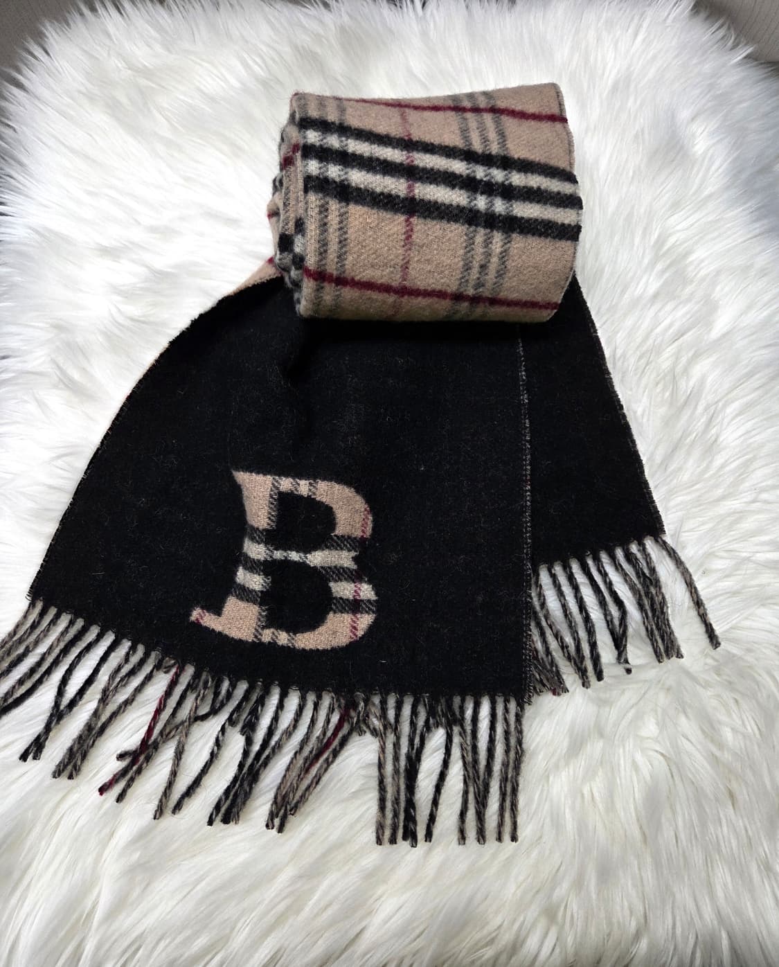정품)버버리 TB 모노그램 체크 캐시미어 스카프 # 신품급 상품이미지5