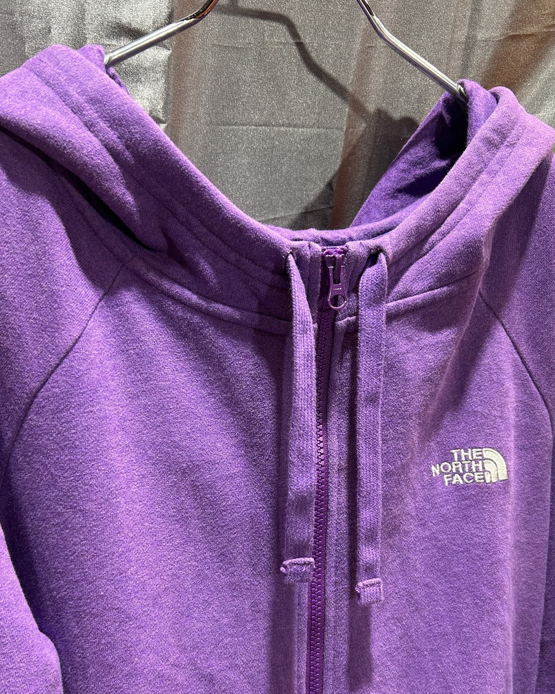 L 노스페이스 스몰로고 퍼플 코튼 후드집업 상품이미지4