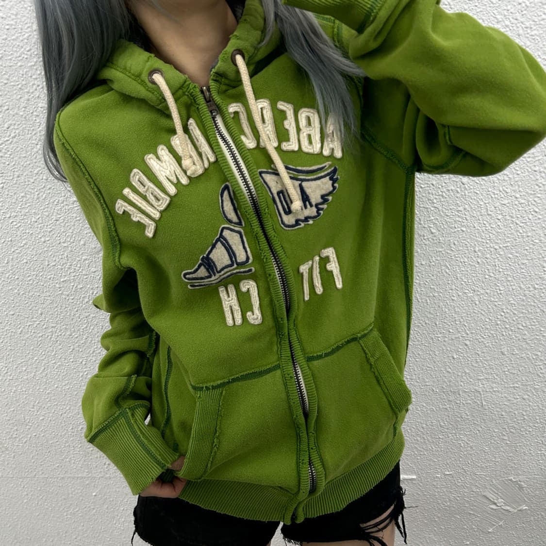 아베크롬비 센터로고 올리브그린 후드집업 M 상품이미지1