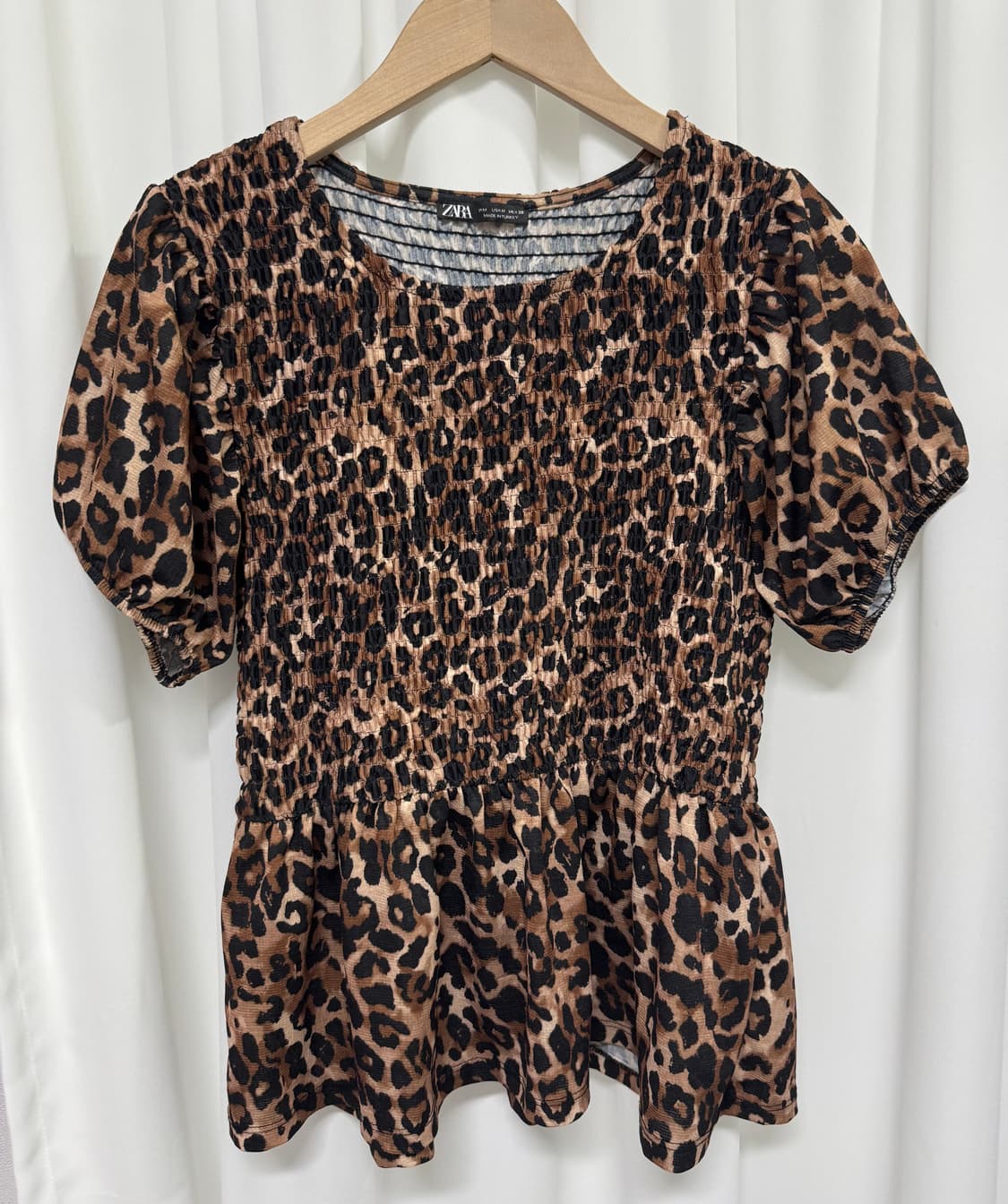 자라 레오파드 스모킹 블라우스 ZARA 상품이미지3