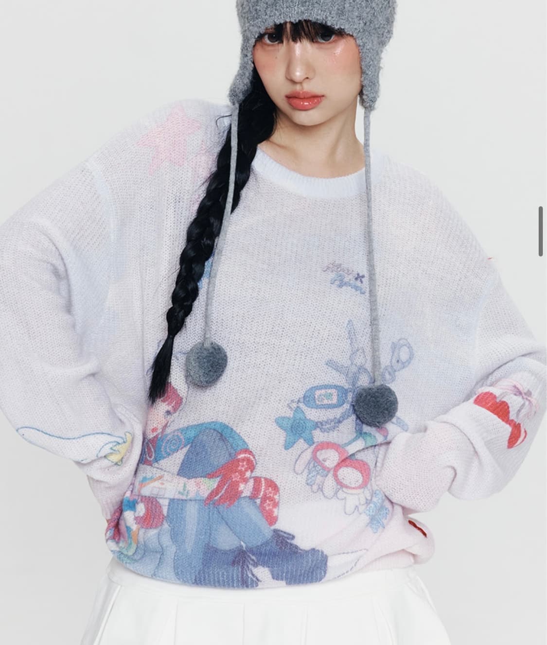 키르시 X 피투 콜라보 헤어리 니트 다크블루 상품이미지1