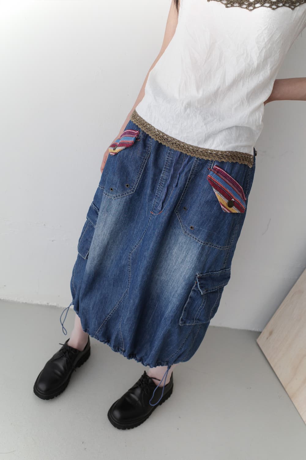 patch balloon denim skirt 상품이미지1