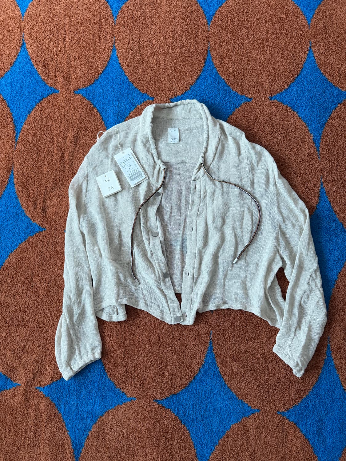 세야 실크린넨 넥포인트 자켓 (택, 여분단추 풀구성) 3사이즈 상품이미지1