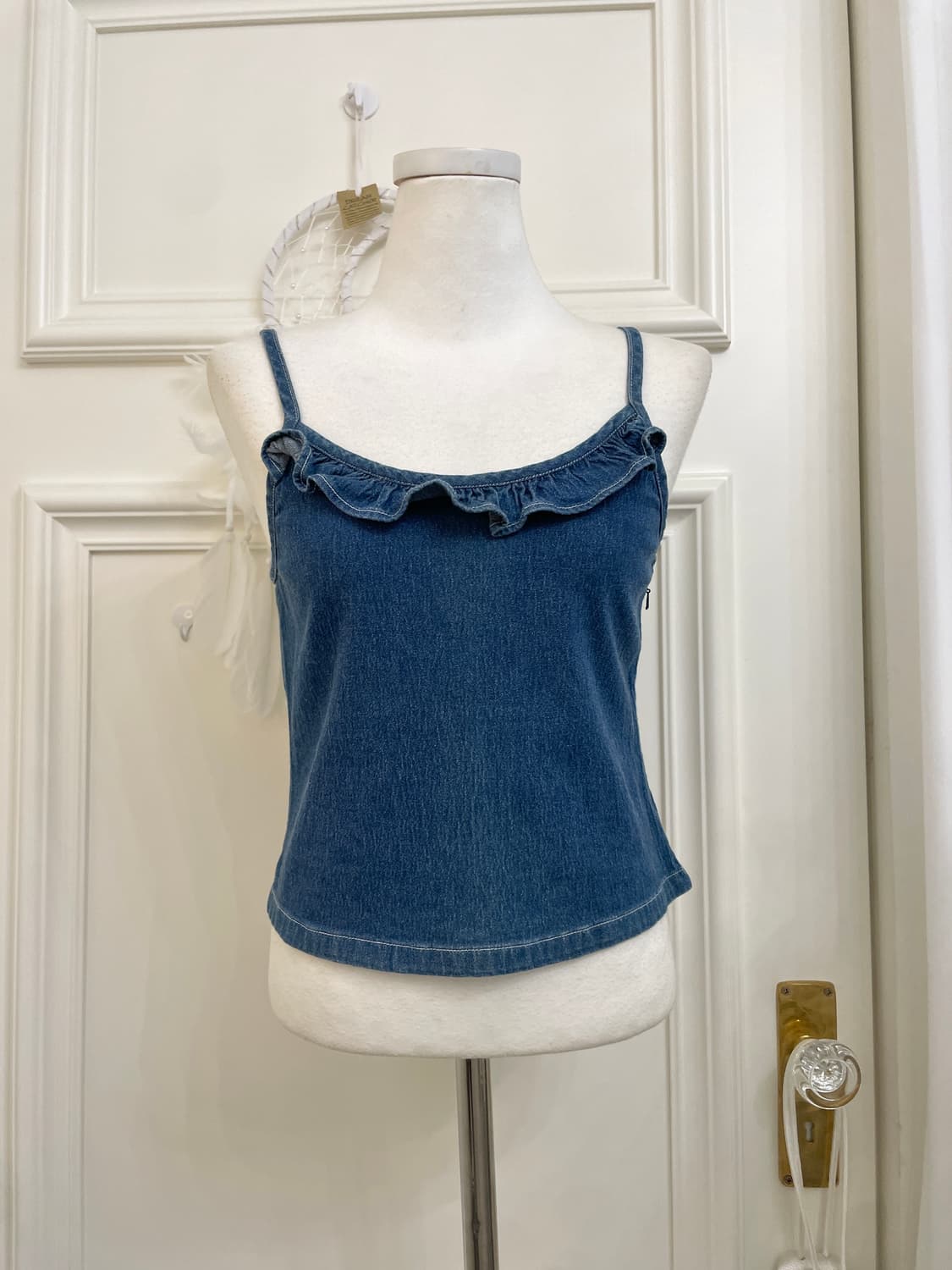 denim ruffle point twinkle span sleevele 상품이미지1