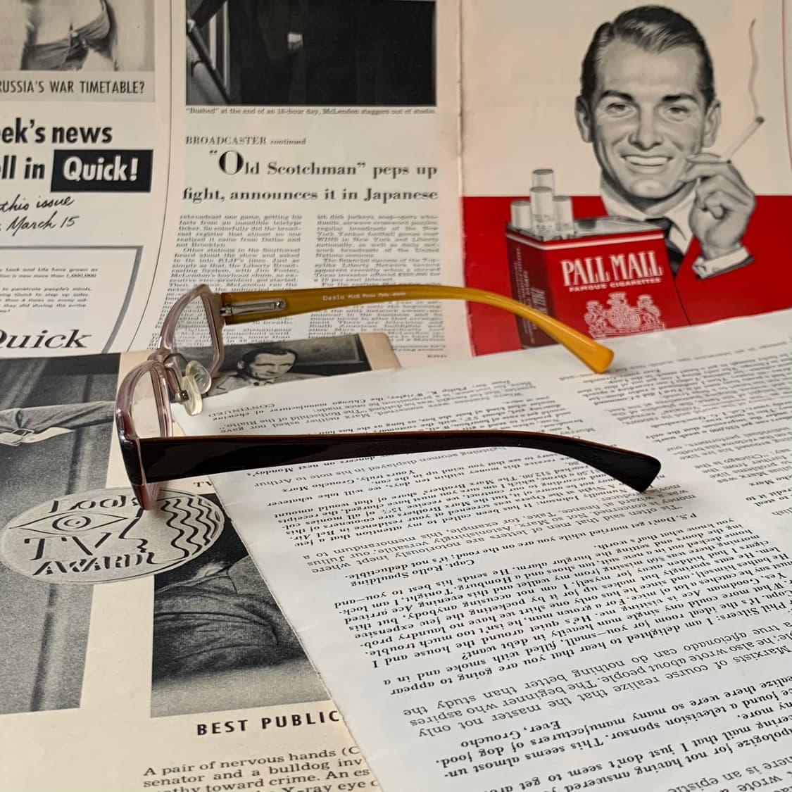 892 데드스탁 빈티지안경 브라운 뿔테 경량 클래식 픽키 상품이미지3