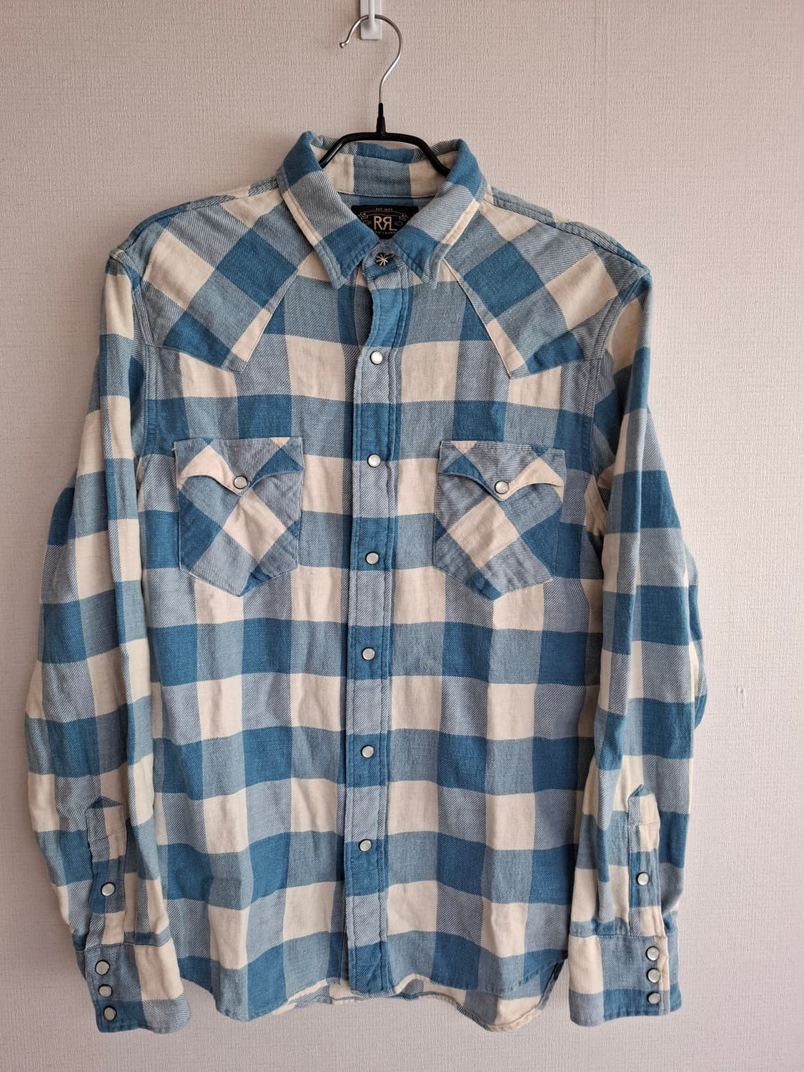 M RRL 플래드 트윌 블루 화이트 체크 웨스턴 셔츠 상품이미지1