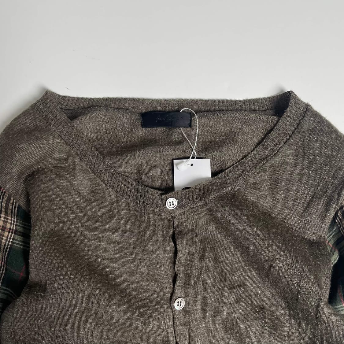 Pour deux 울블렌드 체크 레이어드 가디건  상품이미지4