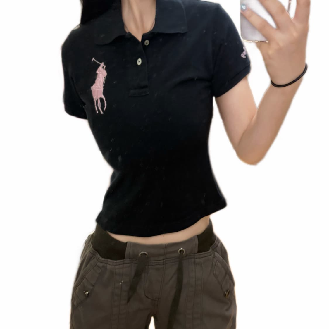 폴로 핑크 빅포니 슬림핏 블랙 카라티 PK 상품이미지1