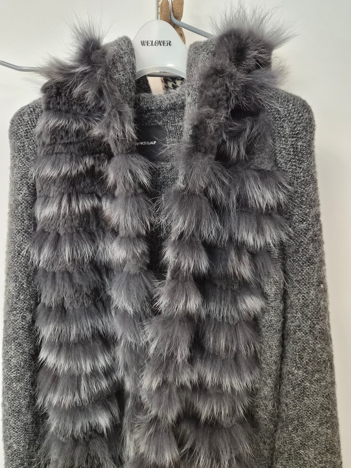 ADD by NICE CLAUP 리얼 폭스&래빗 퍼 후드 롱 가디건 상품이미지3