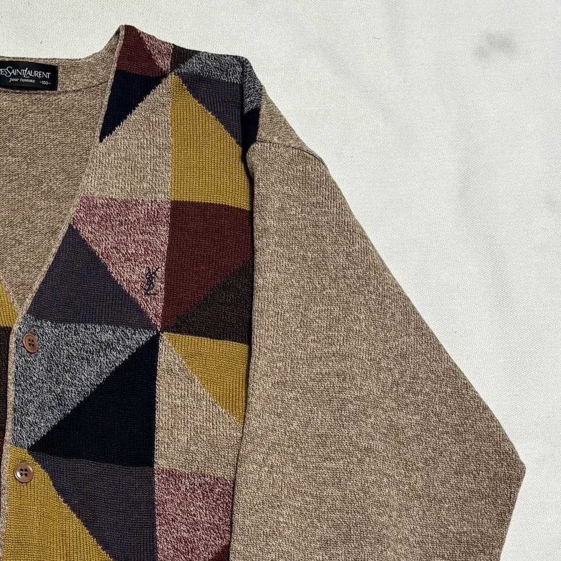 100 입생로랑 체크 패턴 울 가디건 상품이미지1