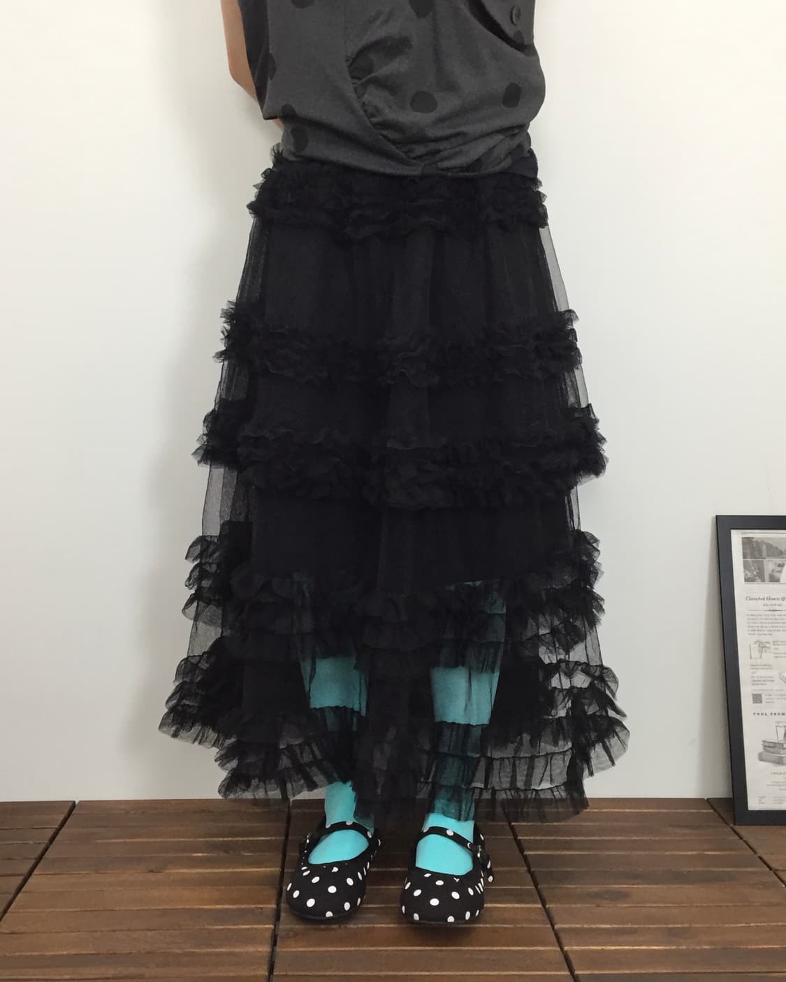 Jpn Dark Fairycore Tiered Maxi Skirt 상품이미지1