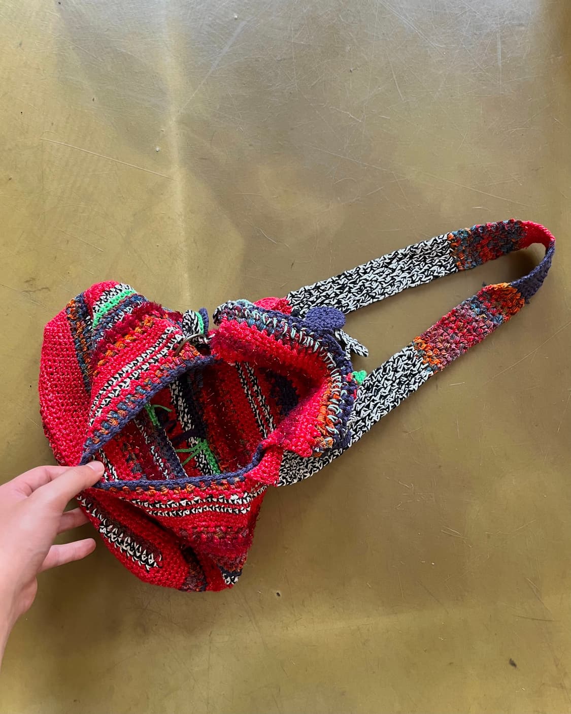 JPN Vintage Dot Trim Knit Shoulder Bag 상품이미지8