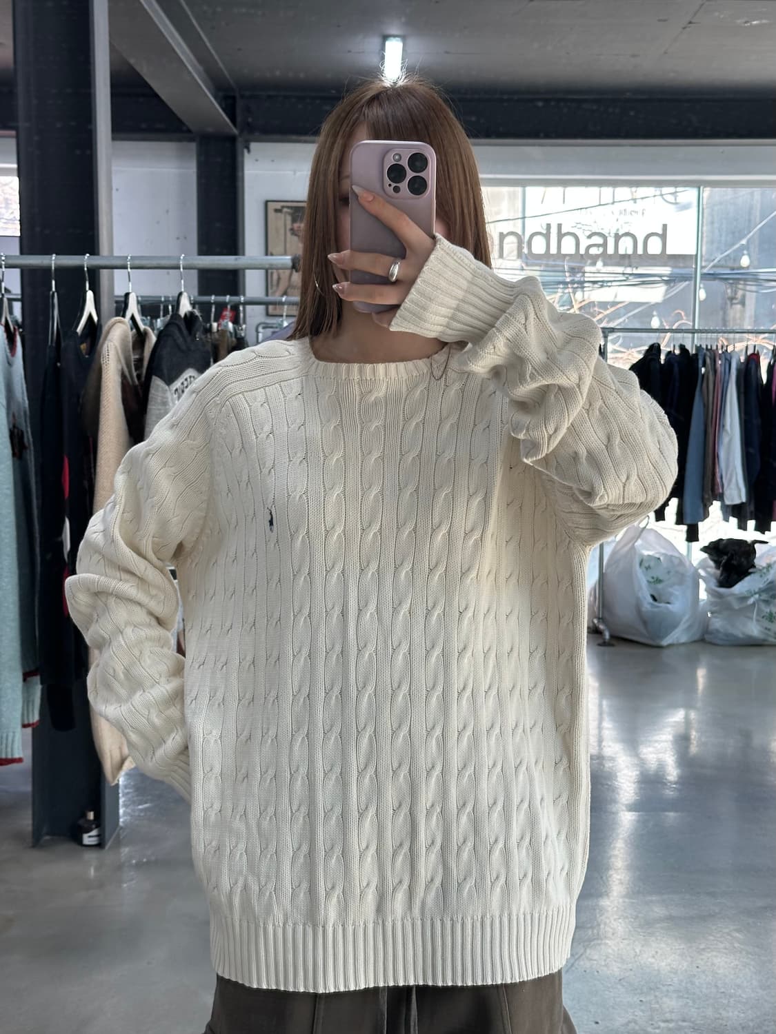 폴로랄프로렌 코튼 꽈배기 케이블니트 아이보리 상품이미지4