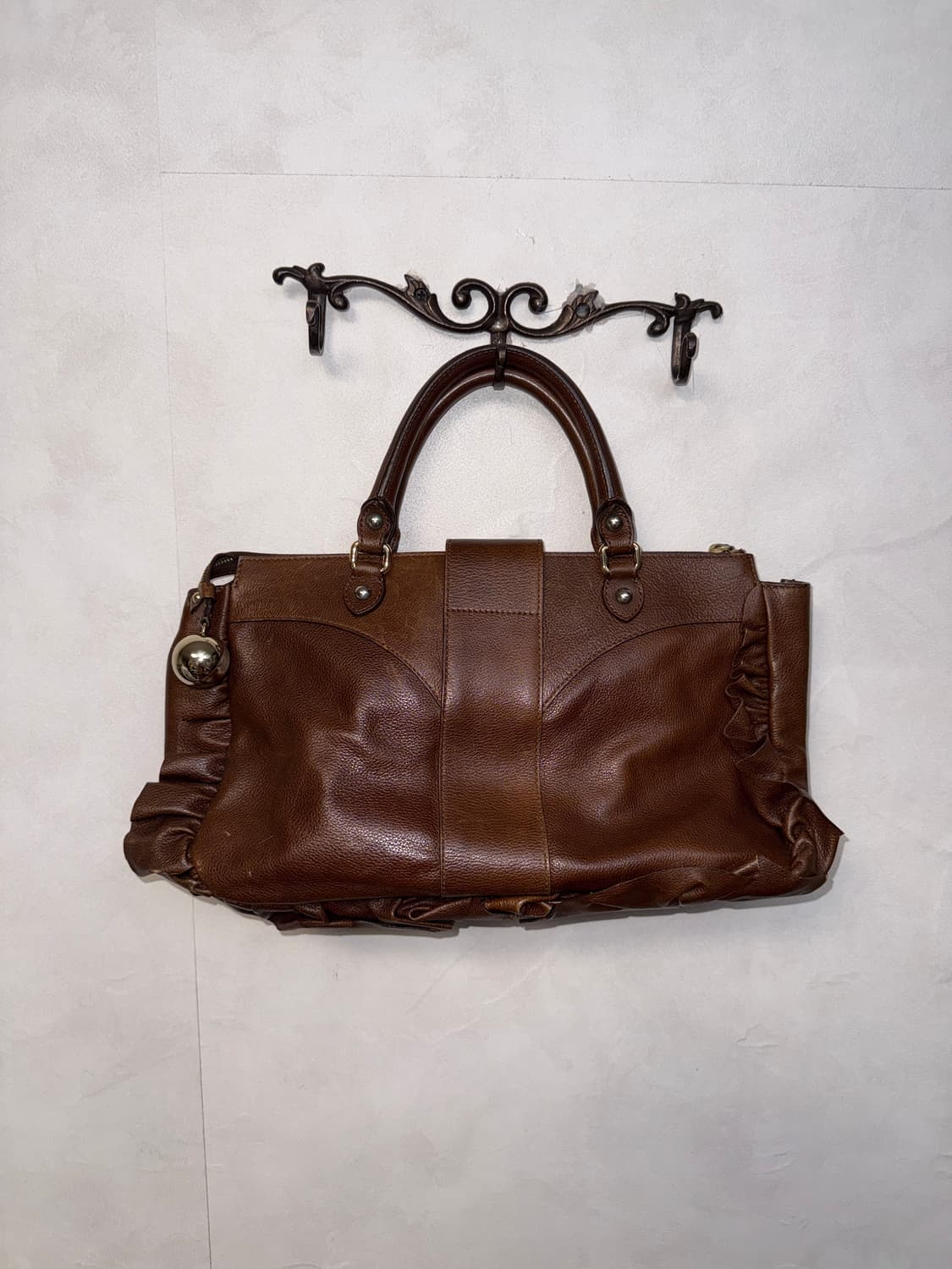 MOSCHINO leather shirring ruffle 숄더백 상품이미지4