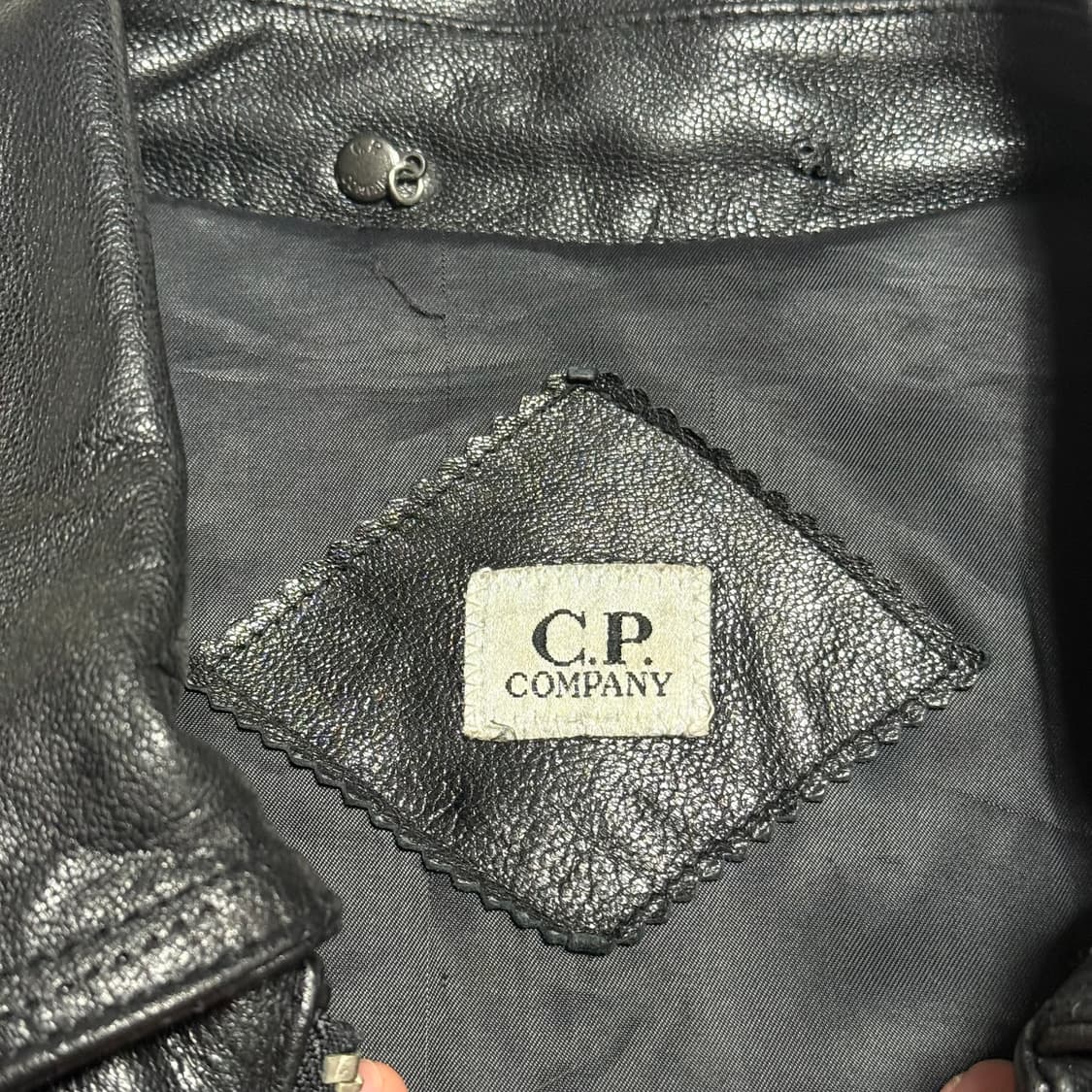 90's C.P. Company 빈티지 레더 하프 코트 상품이미지3