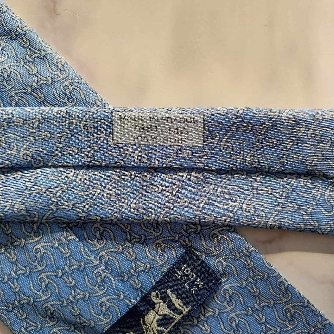 에르메스 실크 스카이블루 체인 패턴 넥타이 9.5cm B등급 K1373
 상품이미지8