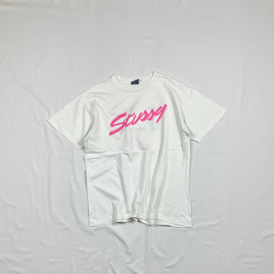 90‘s 스투시 stussy 핑크 로고 프린트 반팔티 상품이미지1