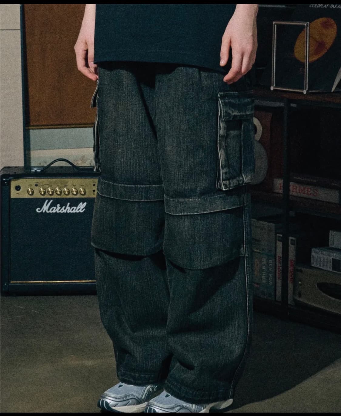 꼼파뇨 와이드 절개 카고 데님팬츠 상품이미지1