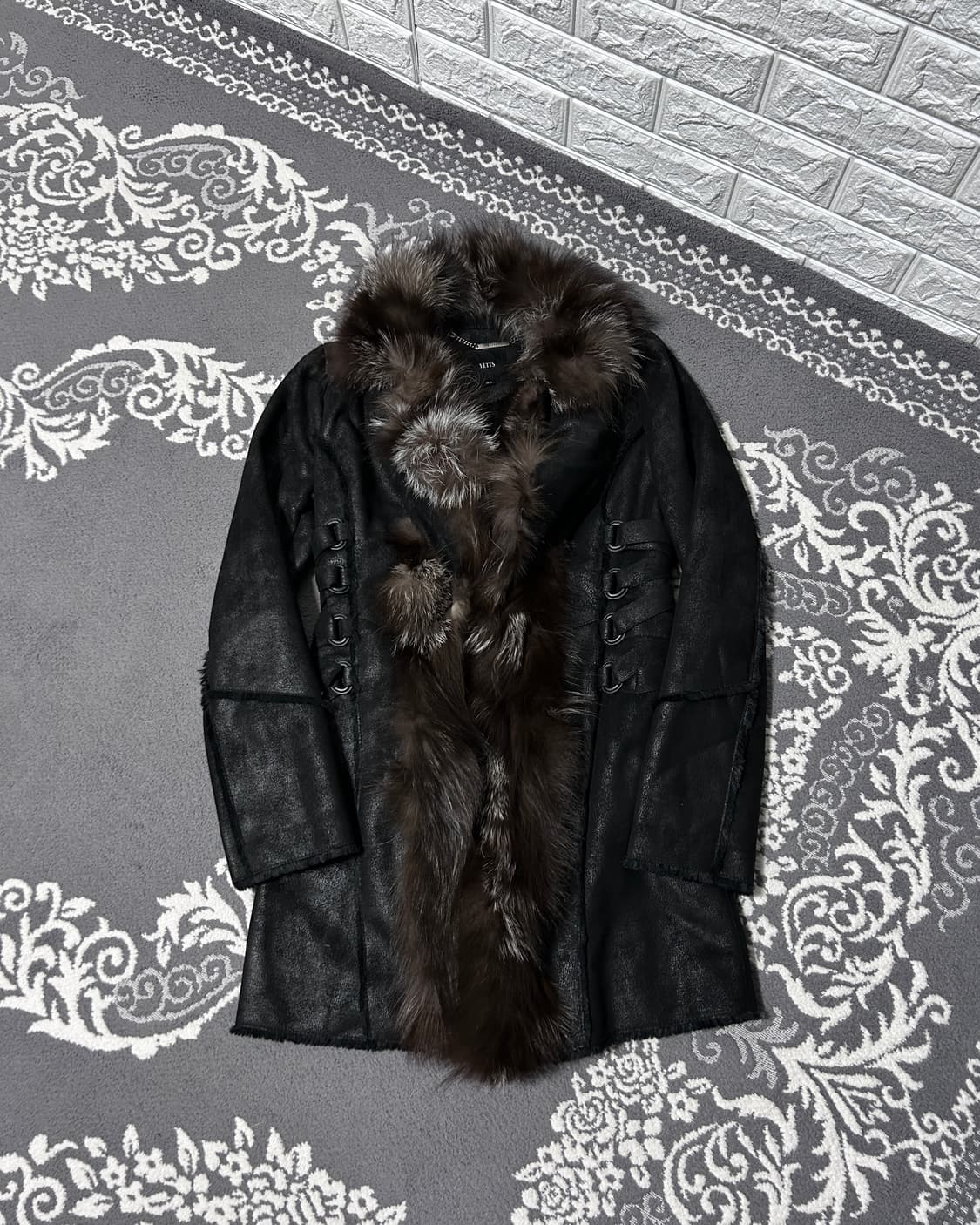 Yetts 여우 털 스웨이드 롱코트 상품이미지1