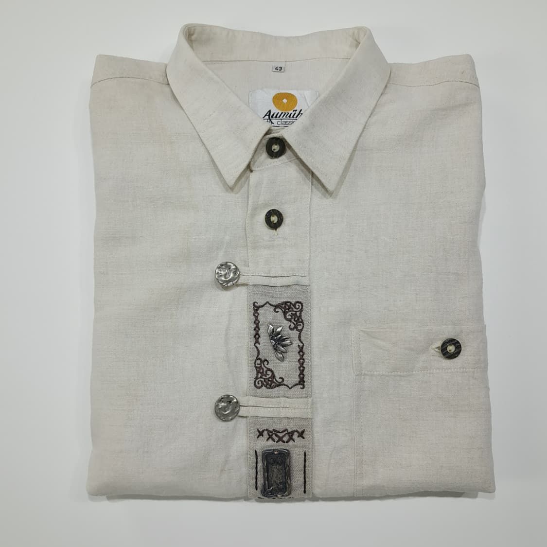 CL821 XL 아우밀레 90s 독일 트라흐텐 바바리엔 린넨 알펜 셔츠 상품이미지6