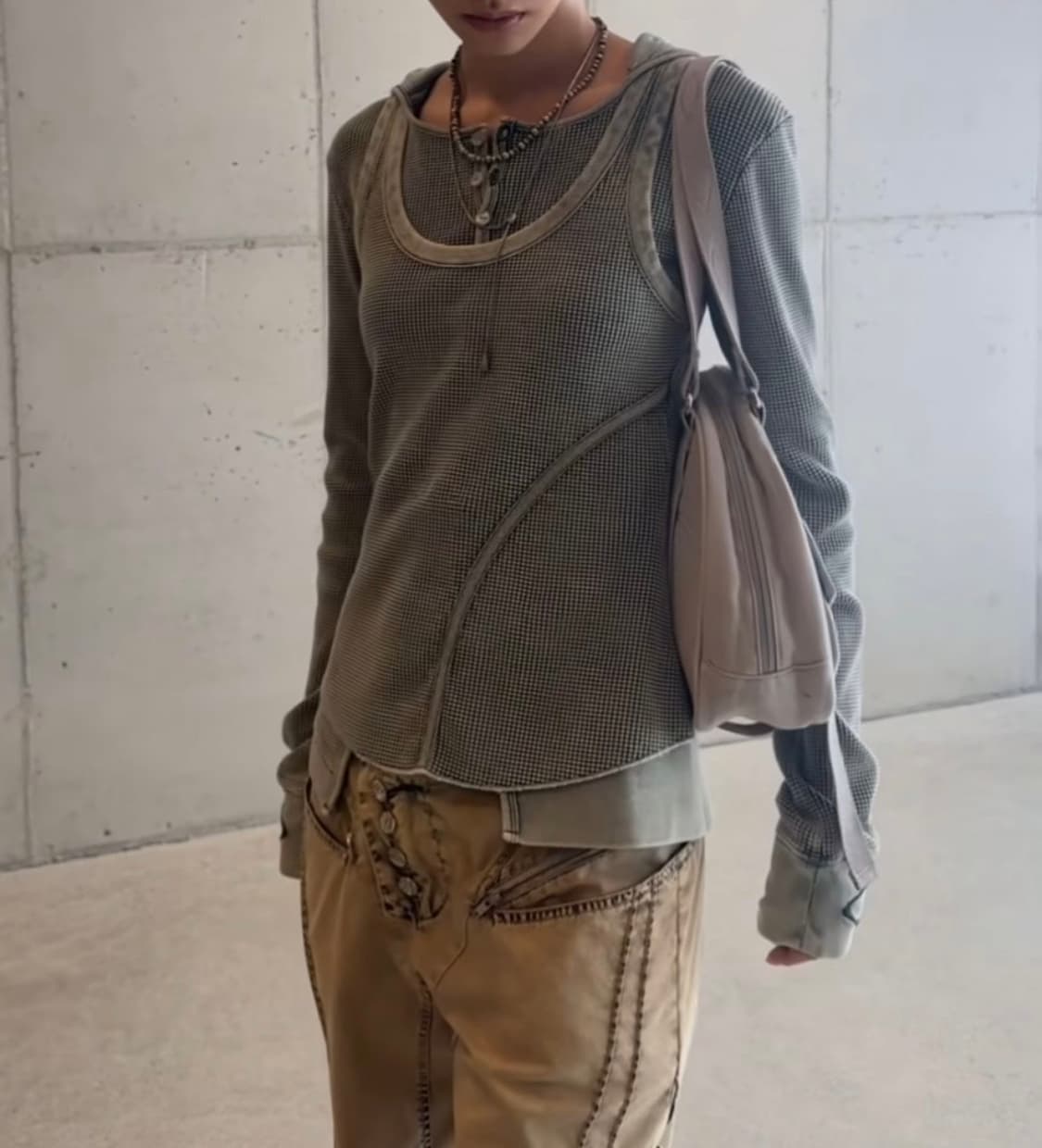 미스치프 레이어드 와플 후드 세트 상품이미지2