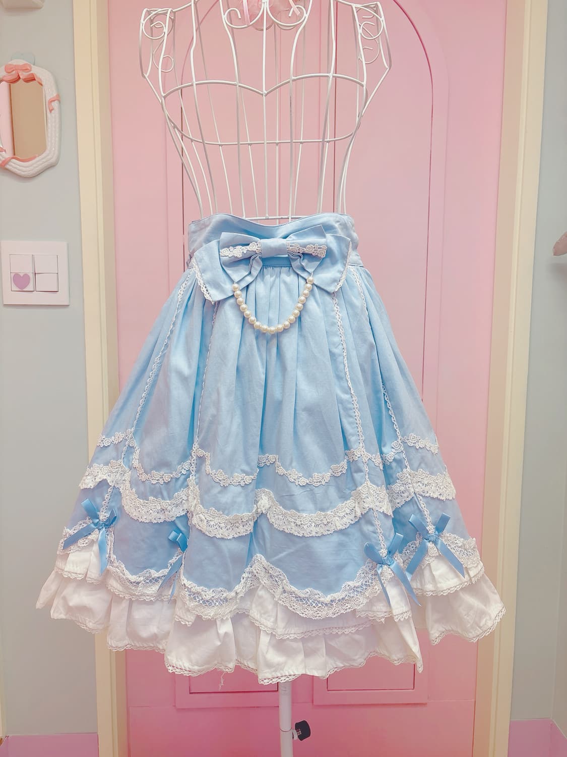 BODYLINE blue lolita lace ribbon skirt 상품이미지10