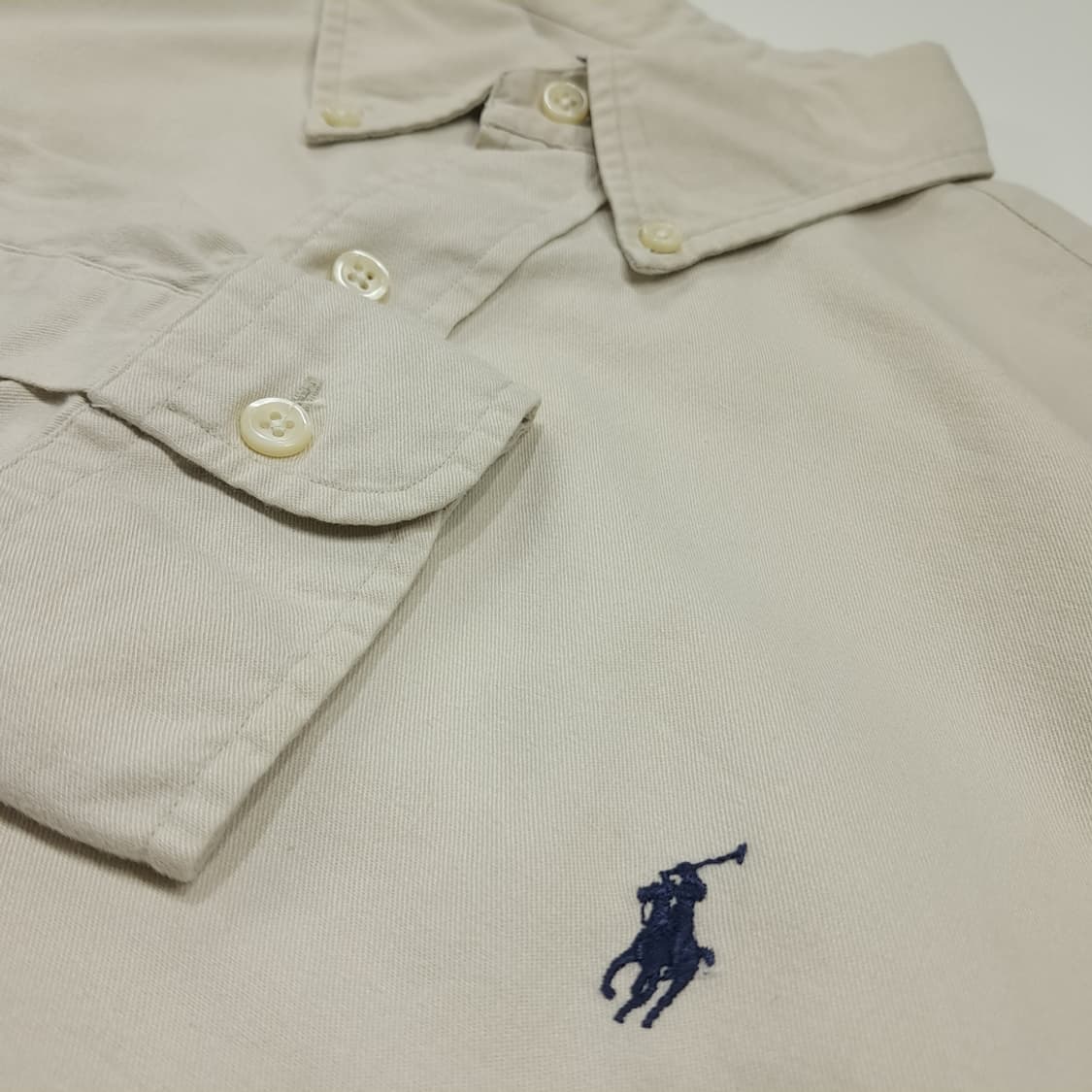 CK154 M 폴로 90s 미국판 치노트윌 라이트베이지 셔츠 남방 상품이미지4