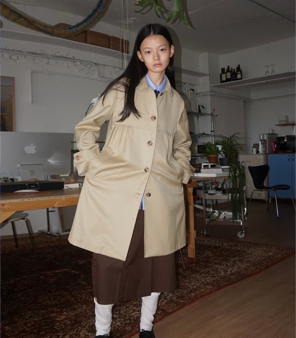 [OS] 생긴스튜디오 셔링 하프 트렌치코트 상품이미지2