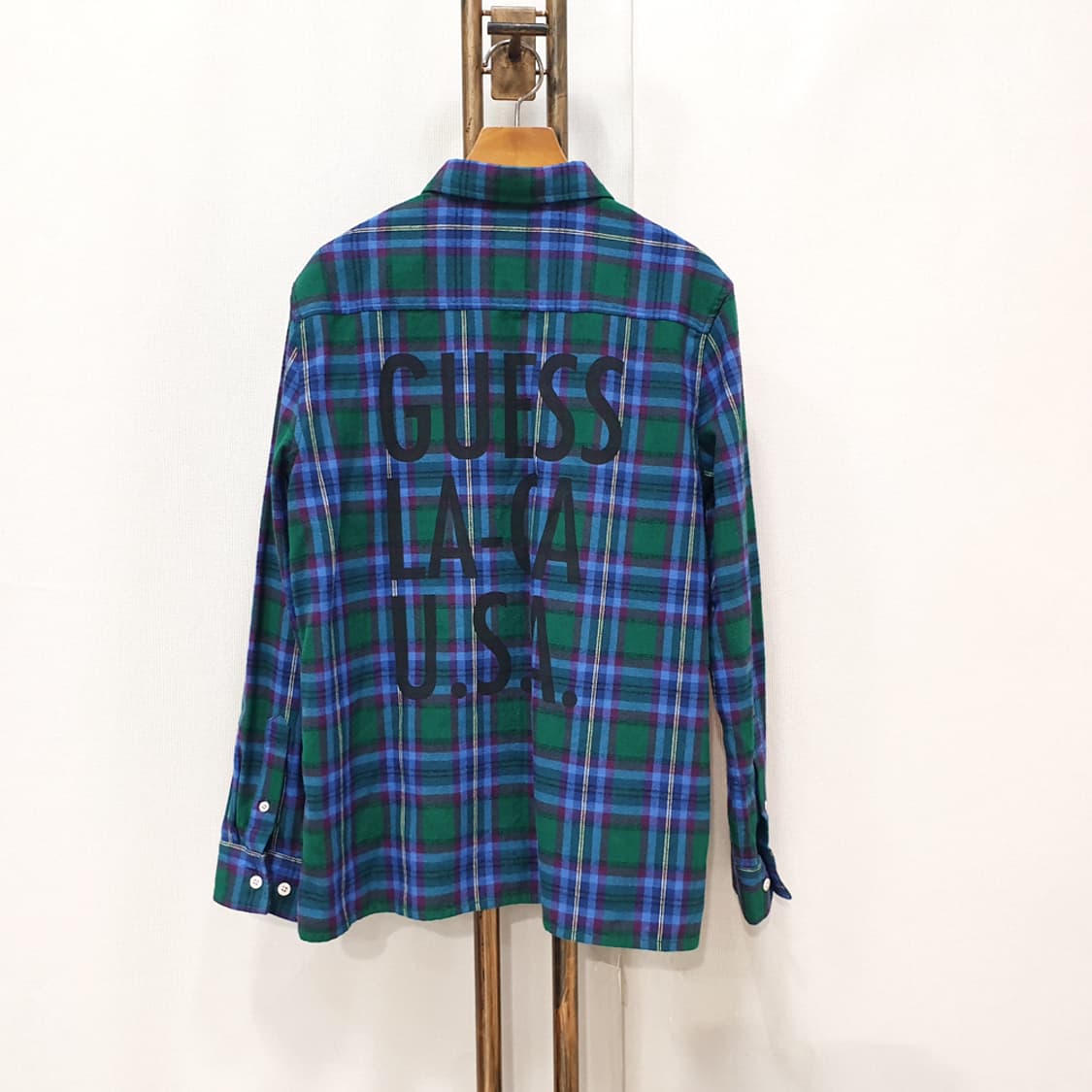 게스 레터링 기모 체크 셔츠 XS 상품이미지3