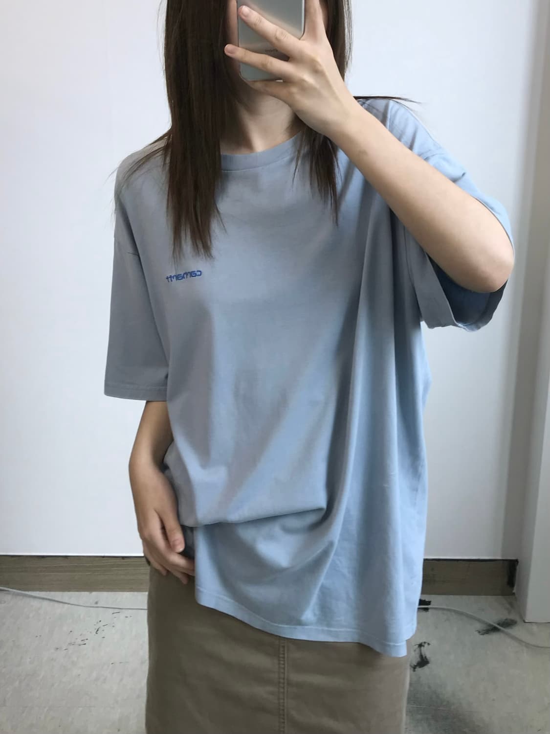 칼하트 WIP 블루 반팔 티셔츠 상품이미지1